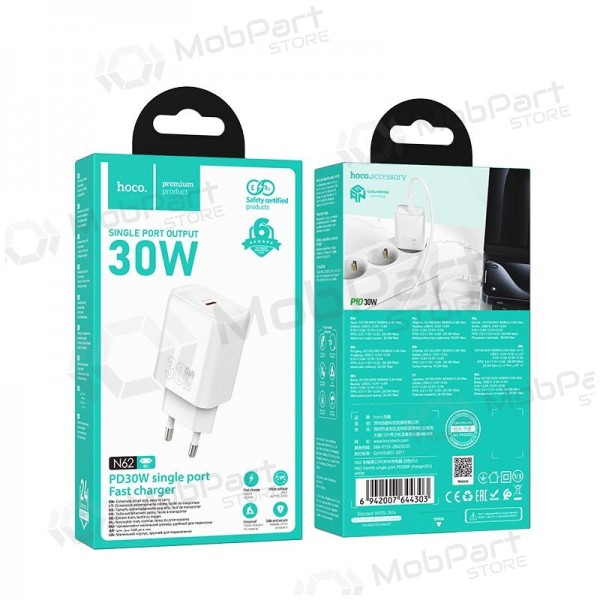 Telefoonoplader Hoco N62 30 W GaN USB-C wit