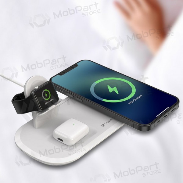Lader draadloze Devia 3in1 Smart Phone, Apple Watch, Airpods (wit)