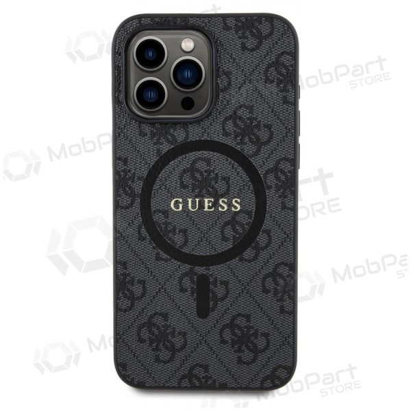 Apple iPhone 15 Pro Max hoesje - Guess PU Leather 4G Colored Ring MagSafe (zwart)