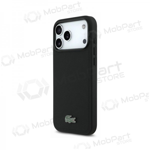 Apple iPhone 18 Pro hoesje - Lacoste PVC Petit Pique Semi Wrap Embossed MagSafe (zwart)