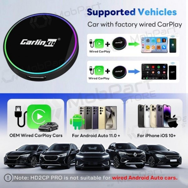 CarPlay adapter Carlinkit HD2CP Pro draadloze Android Auto zwart