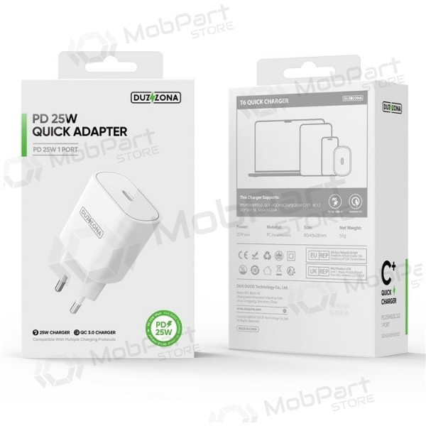 Lader buitinis DUZZONA T6 PD25W Type-C wit