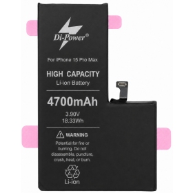 Apple iPhone 15 Pro Max batterij, accu Di-Power 4700 mAh (verhoogde capaciteit)