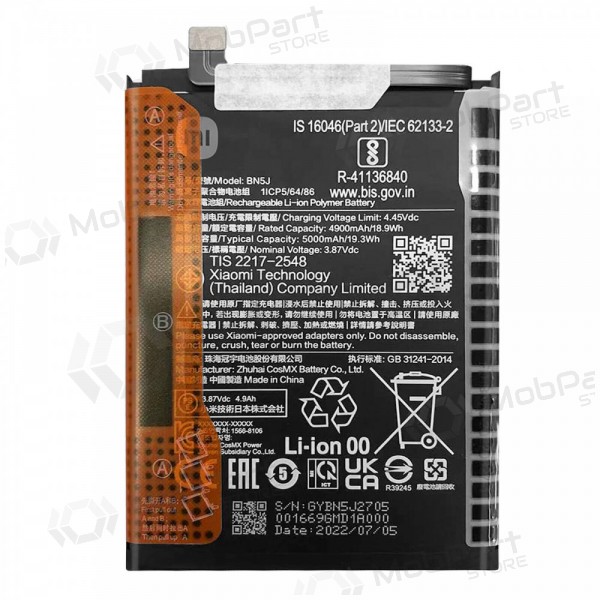 Xiaomi 12T, 12T PRO, POCO X5 5G batterij, accu (BN5J) (origineel)