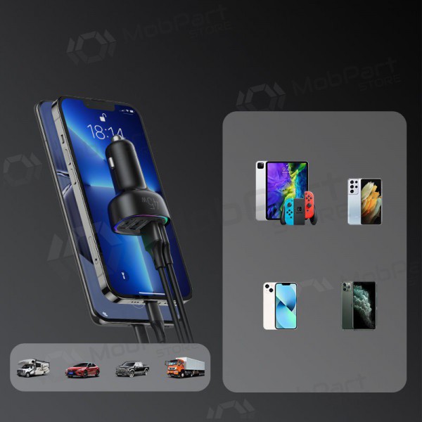 Lader automobilinis Joyroom JR-CL09 LED 4xUSB (PD, QC) 45W (zwart)