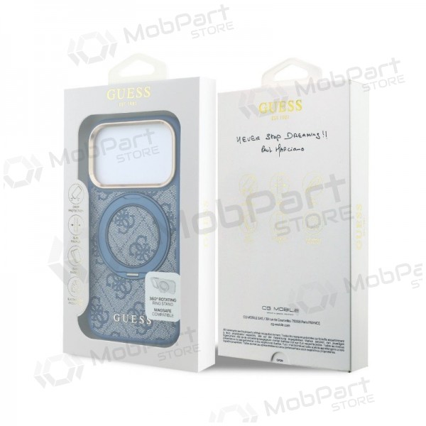 Apple iPhone 18 Pro hoesje - Guess PU 4G Ring Stand MagSafe (blauw)