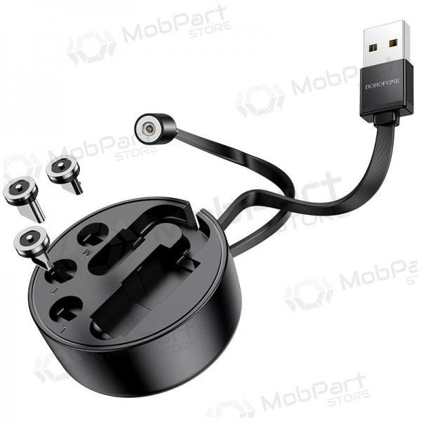 USB kabel Borofone BU26 3in1 microUSB-Lightning-Type-C magnetinic 1.0m (zwart)