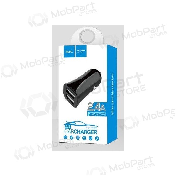 Autolader HOCO Z12 Elite Dual USB (5V 2.4A) (zwart)