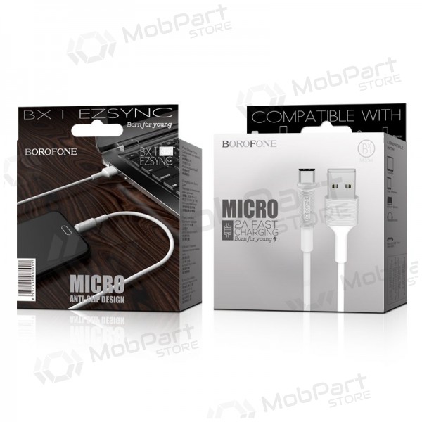 USB kabel Borofone BX1 microUSB 1.0m (wit)