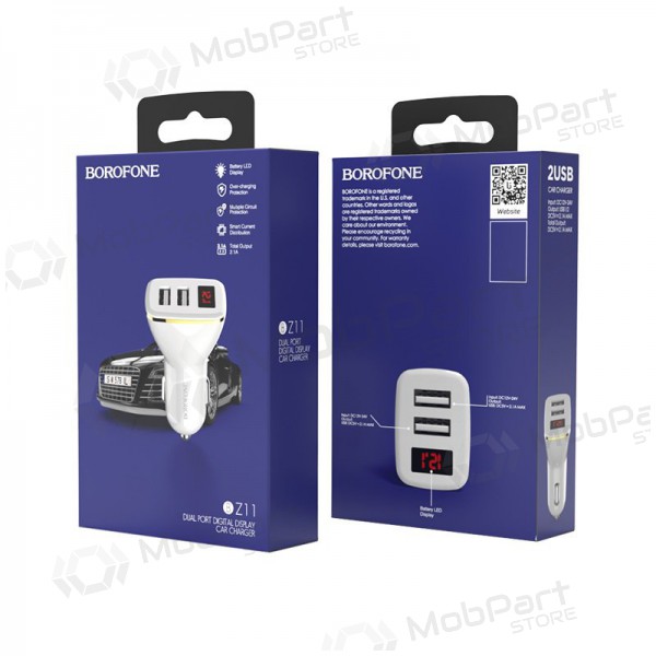 Lader automobilinis Borofone BZ11 x 2 USB (2.1A) (zwart)