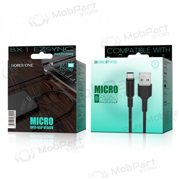 USB kabel Borofone BX1 microUSB 1.0m (zwart)