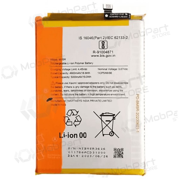 Xiaomi Redmi 12 4G, Redmi 12 5G, Poco M6 Pro 5G batterij, accu BM5R (Premium)
