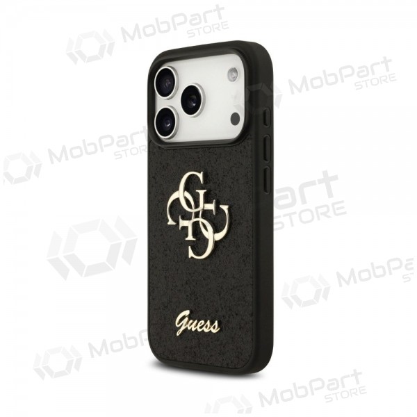 Apple iPhone 18 Pro Max hoesje - Guess PU Fixed Glitter 4G Metal Logo (zwart)