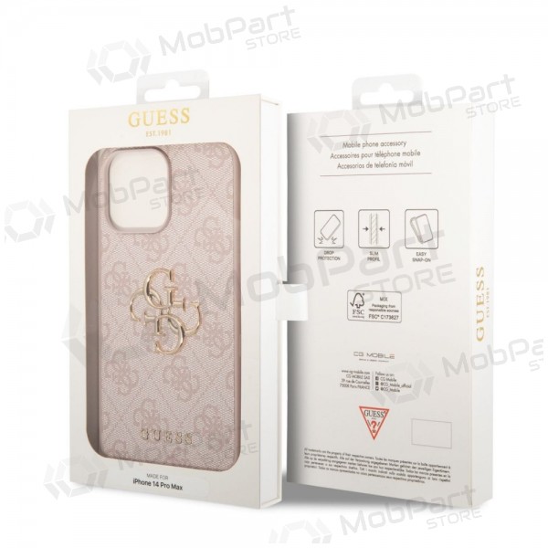 Apple iPhone 14 Pro Max hoesje - Guess PU 4G Metal Logo (roze)