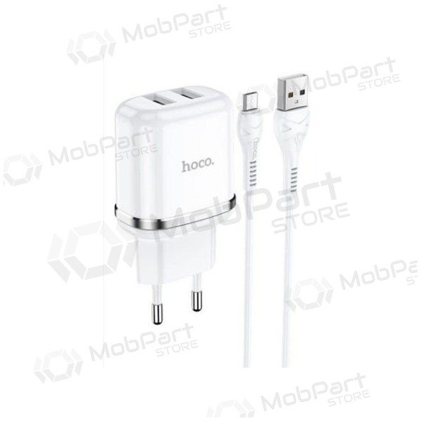 Lader HOCO N4 Aspiring Dual USB + type-C kabel (5V 2.4A) (wit)