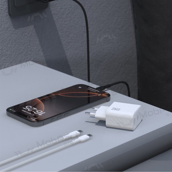 Oplader Dudao A27C GaN 25W USB-C + USB-C naar USB-C kabel 1.0m wit