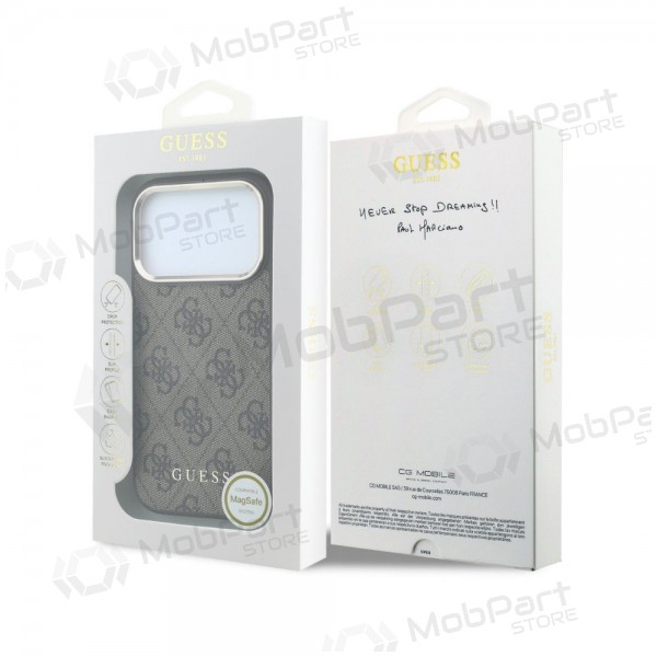 Apple iPhone 18 Pro hoesje - Guess PU Leather 4G Gold Frame MagSafe (bruin)
