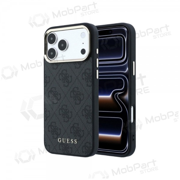 Apple iPhone 18 Pro Max hoesje - Guess PU Leather 4G Gold Frame MagSafe (zwart)