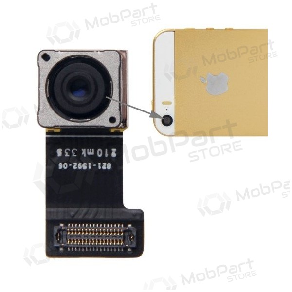 Apple iPhone 5S achtercamera

De iPhone 5S heeft een 8-megapixel back-illuminated sensor, 15% groter dan die van de iPhone 5, met een vaste f/2.2-diafragma lens voor meer lichtopname. Automatische beeldstabilisatie combineert de beste delen van vier opnames. Schiet op 10 fps burst-modus.

### Belangrijkste kenmerken
- **8-megapixel back-illuminated sensor**
- **f/2.2 lens**
- **Automatische beeldstabilisatie**
- 4,0 inch 1136 x 640 touch screen
- 16GB, 32GB en 64GB opslag
- Wi-Fi en Bluetooth 4.0
- Foto geotagging
- Full 1080p HD-video op 30 fps
- Auto ISO (tot ISO 2500)
- Burst-modus
- Panorama-modus
- HDR-modus
- Verkrijgbaar in space grey, goud of zilver

| Focus / Sluitertijd | 0,1 sec |
|---------------------|---------|
| Opstarttijd tot foto | 28 sec |
| Foto-op-foto zonder flits | 0,6 sec |
| Foto-op-foto met flits | 2,0 sec |
| Continue opname | 10,2 fps |

**Panorama-modus** - Maak 360° panorama's met uitstekende details en naadloze stitching.

| Optische zoom | 1x |
|----------------|-----|
| Beeldsensor |    |
| Pixels | 8MP |
| Pixels (B) | 3264 |
| Pixels (H) | 2448 |

**iSight-camera**: 8 megapixels met 1,5µ pixels, f/2.2 diafragma, saffier lens cover, True Tone flits, backside illumination sensor, vijf-element lens, hybride IR-filter, autofocus, tap-to-focus, belichting controle, Auto HDR, gezichtsdetectie, panorama, burst-modus, geotagging.

**Video-opname**: 1080p HD (30 fps), slo-mo (120 fps), time-lapse, stabilisatie, foto's tijdens video, 3x zoom.[1][2][3][7][8]