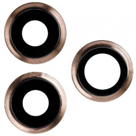 Apple iPhone 11 Pro / 11 Pro Max cameraglaasje (3 stuks) (goud) (met frame)