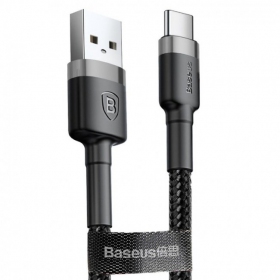 Baseus Cafule USB-C kabel 1.0m 3.0A (grijs-zwart) CATKLF-BG1