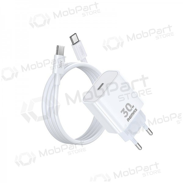 Telefoonoplader Remax RP-U71 30 W GaN USB-C met USB-C kabel 1 m wit