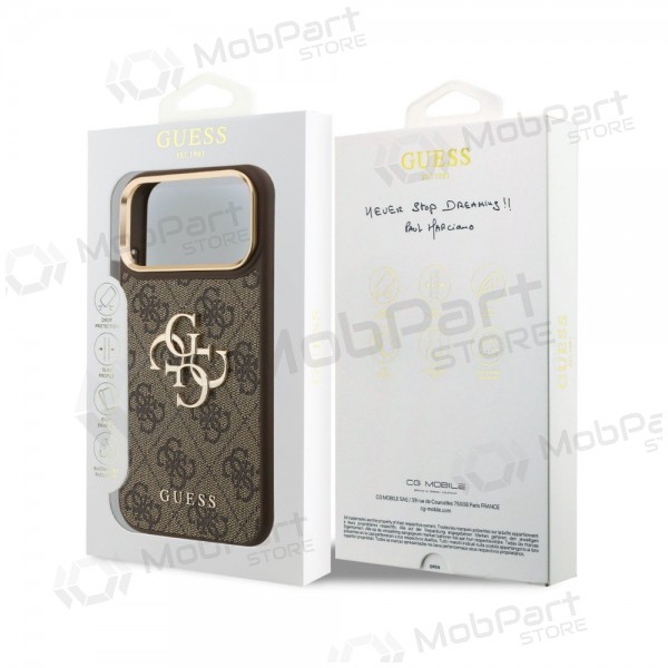 Apple iPhone 18 Pro Max hoesje - Guess PU Leather 4G Metal Logo Gold Frame (bruin)