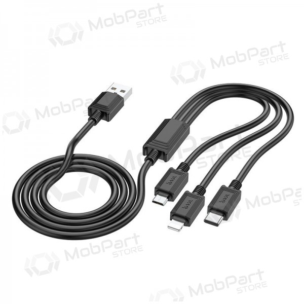 USB kabel Hoco X74 3in1 microUSB-Lightning-Type-C 1.0m (zwart)