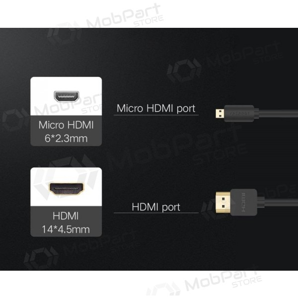 HDMI-kabel Ugreen HD127 HDMI naar Micro HDMI 1.5 m 4K 60 Hz zwart