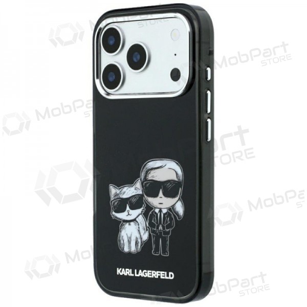 Apple iPhone 18 Pro hoesje -Karl Lagerfeld PU Semi Wrap Smooth Sketch Bodies MagSafe- (zwart)