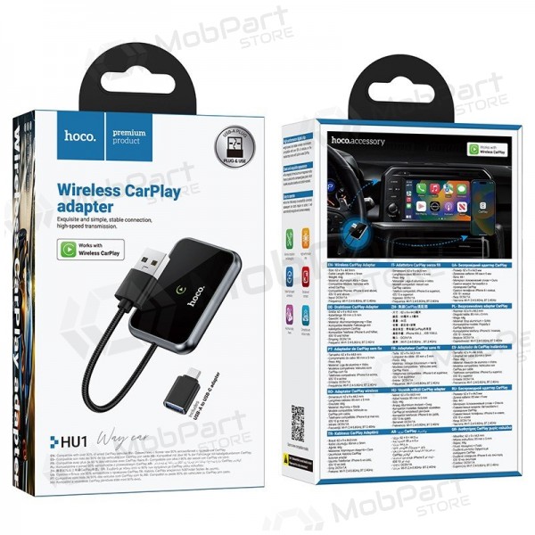 CarPlay-adapter Hoco HU1 draadloos zwart