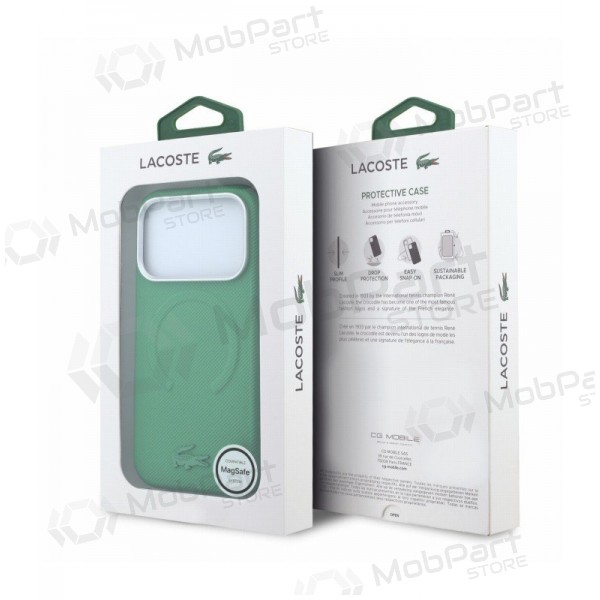 Apple iPhone 18 Pro Max hoesje - Lacoste PVC Petit Pique Semi Wrap Embossed MagSafe (groen)