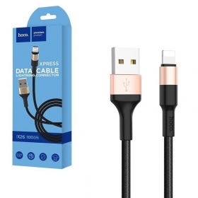USB kabel HOCO X26 Xpress Lightning 1.0m (zwart/goud)