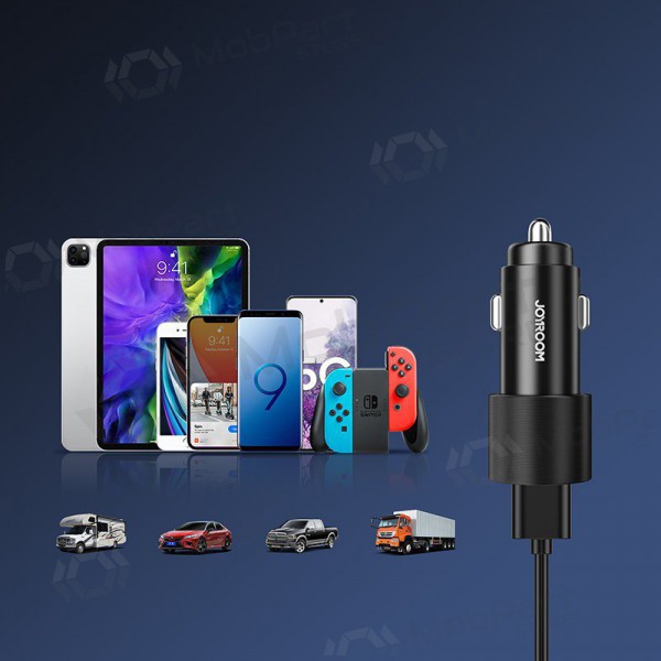Lader automobilinis Joyroom JR-CL10 LED 2xUSB 24W (zwart)