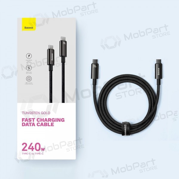 USB-C kabel Baseus Tungsten CAWJ040001 USB-C naar USB-C 1 m 240 W zwart.