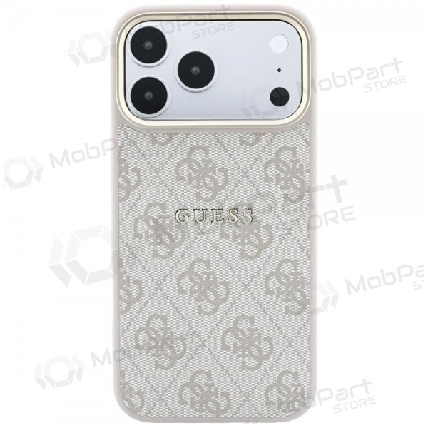Apple iPhone 18 Pro Max hoesje - Guess PU Leather 4G Gold Frame Embossed MagSafe (roze)