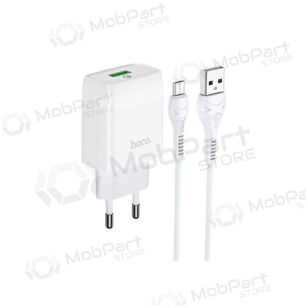 Lader HOCO C72Q Glorious USB + microUSB kabel (QC3.0) (wit)