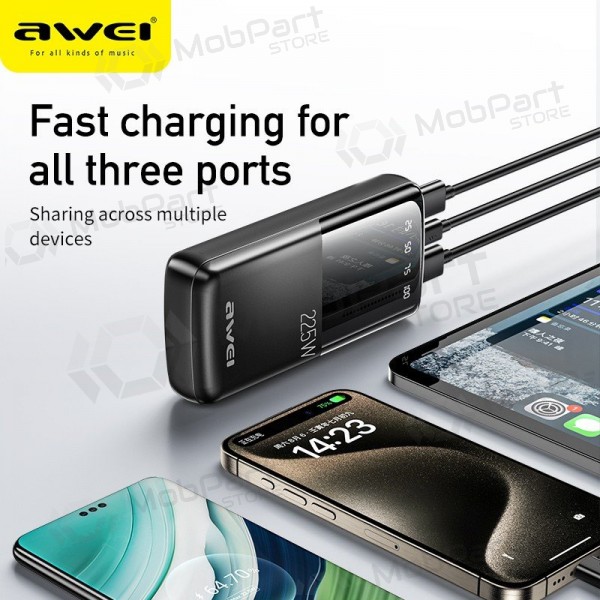 Externe batterij Power Bank Awei P13K PD20W/QC22.5W 20000mAh zwart