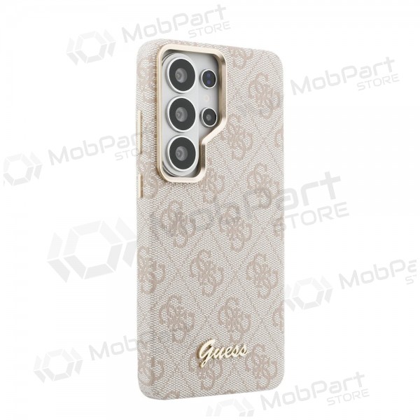 Samsung Galaxy S26 Ultra hoesje - Guess PU 4G Script Metal Logo Magnetic (roze)