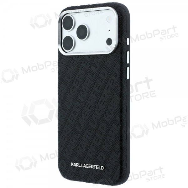 Apple iPhone 18 Pro hoesje - Karl Lagerfeld PU Grained Allover Semi Wrap MagSafe (zwart)
