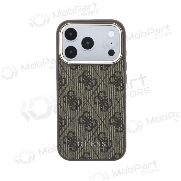 Apple iPhone 18 Pro hoesje - Guess PU Leather 4G Gold Frame MagSafe (bruin)