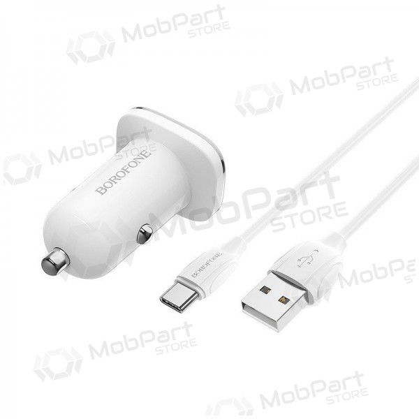 Lader automobilinis Borofone BZ12A Quick Charge 3.0 + Type-C (wit)