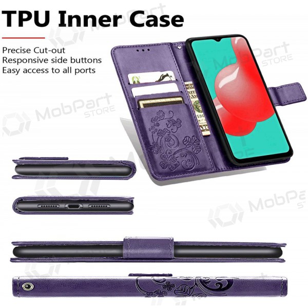 Samsung A226 Galaxy A22 5G hoesje - Flower Book (paars)