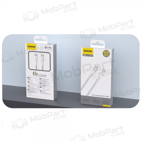 USB-C kabel Dudao L9C USB-C naar USB-C 1 m 65 W wit