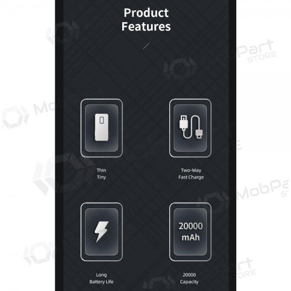 Powerbank Awei P6K 5V/2.1A 20000mAh zwart