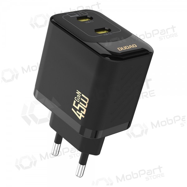 Telefoonoplader Dudao A28P 45 W GaN 2x USB-C zwart