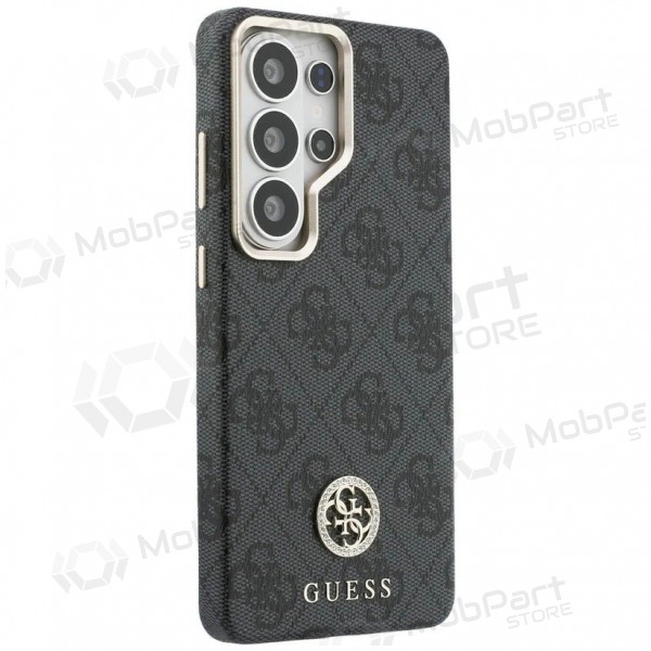 Samsung Galaxy S26 Ultra hoesje - Guess PU Leather 4G Strass Logo Gold Frame Magnetic (zwart)