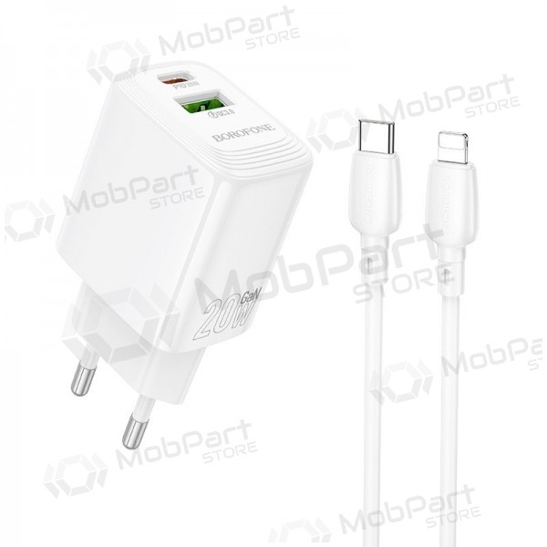 Telefoonoplader Borofone BN27 20 W USB-C + USB-A met Lightning-kabel 1 m wit