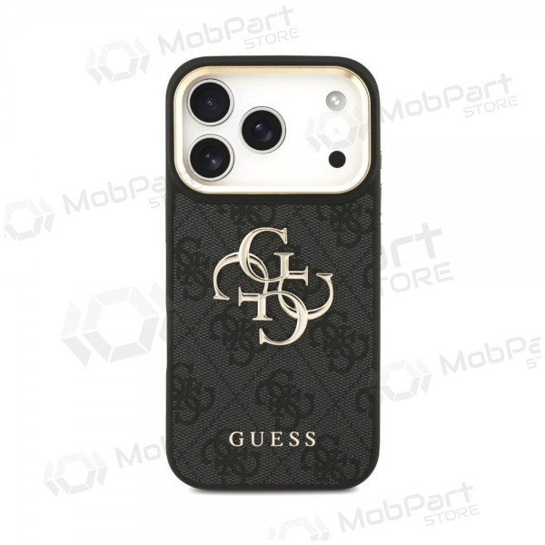 Apple iPhone 18 Pro Max hoesje - Guess PU Leather 4G Metal Logo Gold Frame (zwart)
