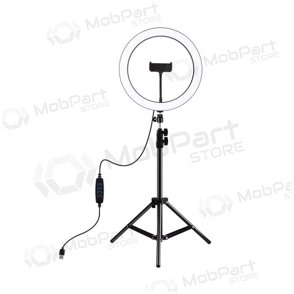 LED ringlamp 30cm, met statief tot 1.1m en telefoonhouder, USB